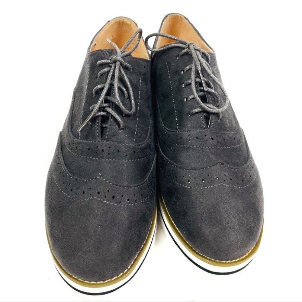 SALE NEW! Gray Suede Oxford Wingtips Sneakers